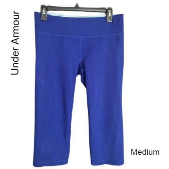Under Armour Women's UA Mid Rise Capris Casual Fleece Pants Medium Blue NWOT - Picture 1 of 8
